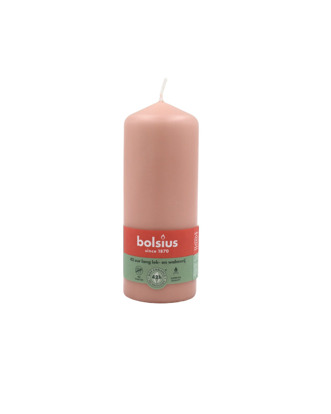 Bolsius valcová sviečka Pillar Misty Pink 45h