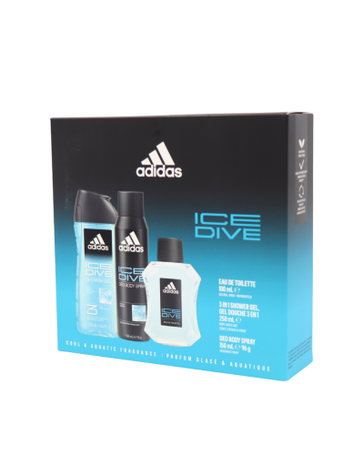 Adidas darčekový balíček pánsky Ice Dive deo 150ml + Eau de Toilet 100ml + sprchový gél 3in1 250ml