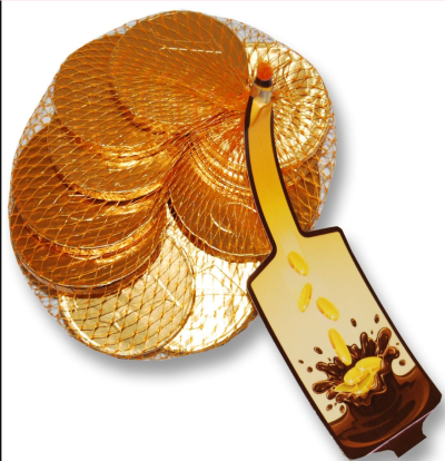 ČOKOLÁDOVĚ MINCE zlaté/strieborné v sieťke 100g 30ks/kartón