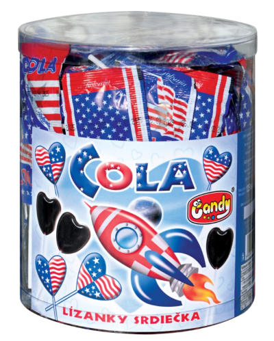 Lízanka srdiečko COLA 8g krabička 125ks (125x6=750ks/kartón)