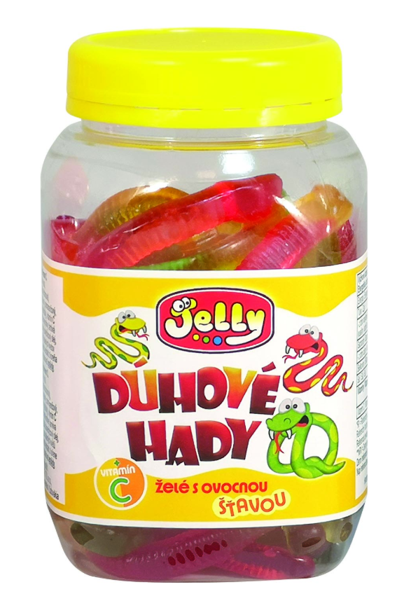 JELLY Dúhové Hady s ovocnou šťavou + vitamín C (Snakes) 300g 15ks/kartón