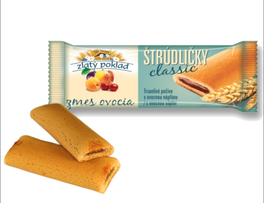 ŠTRÚDLIČKA MIX OVOCIE 21g (trvanlivé pečivo)  36x5=180ks/kartón