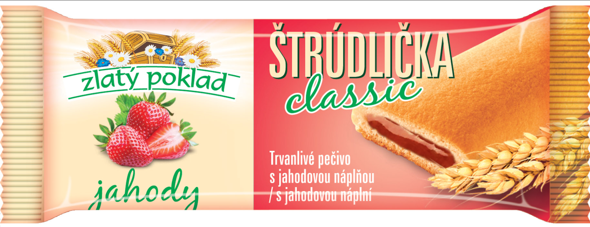 ŠTRÚDLIČKA JAHODOVÁ 21g (trvanlivé pečivo)  36x5=180ks/kartón