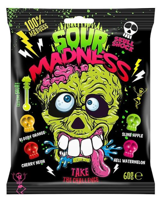 SOUR MADNESS BLACK 60g extra kyslé dropsy