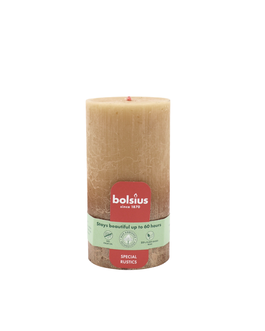 Bolsius rustikálna sviečka sunset 130/68mm Oat beige/copper